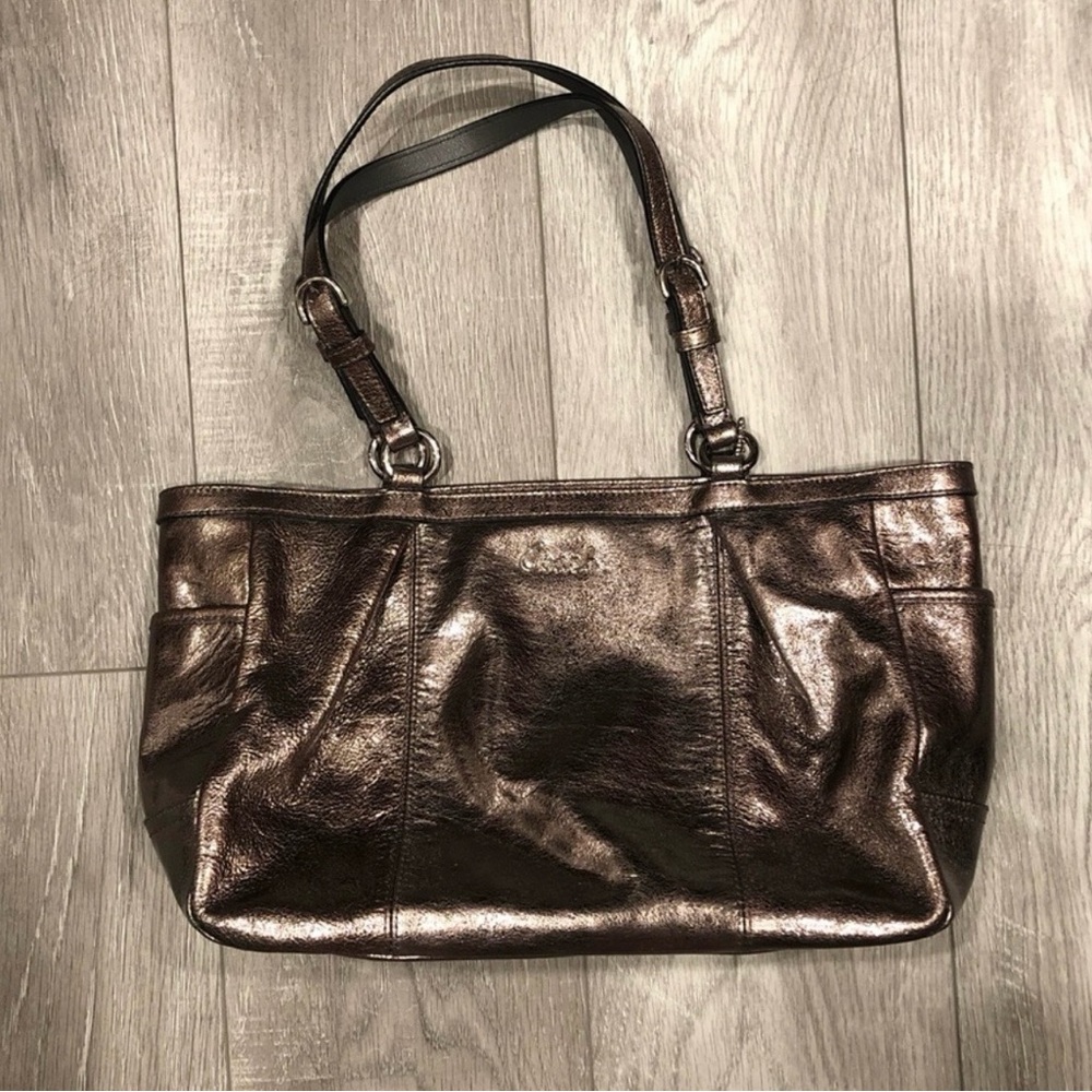 Coach Gallery Metallic Bronze Signature Lurex Tote
